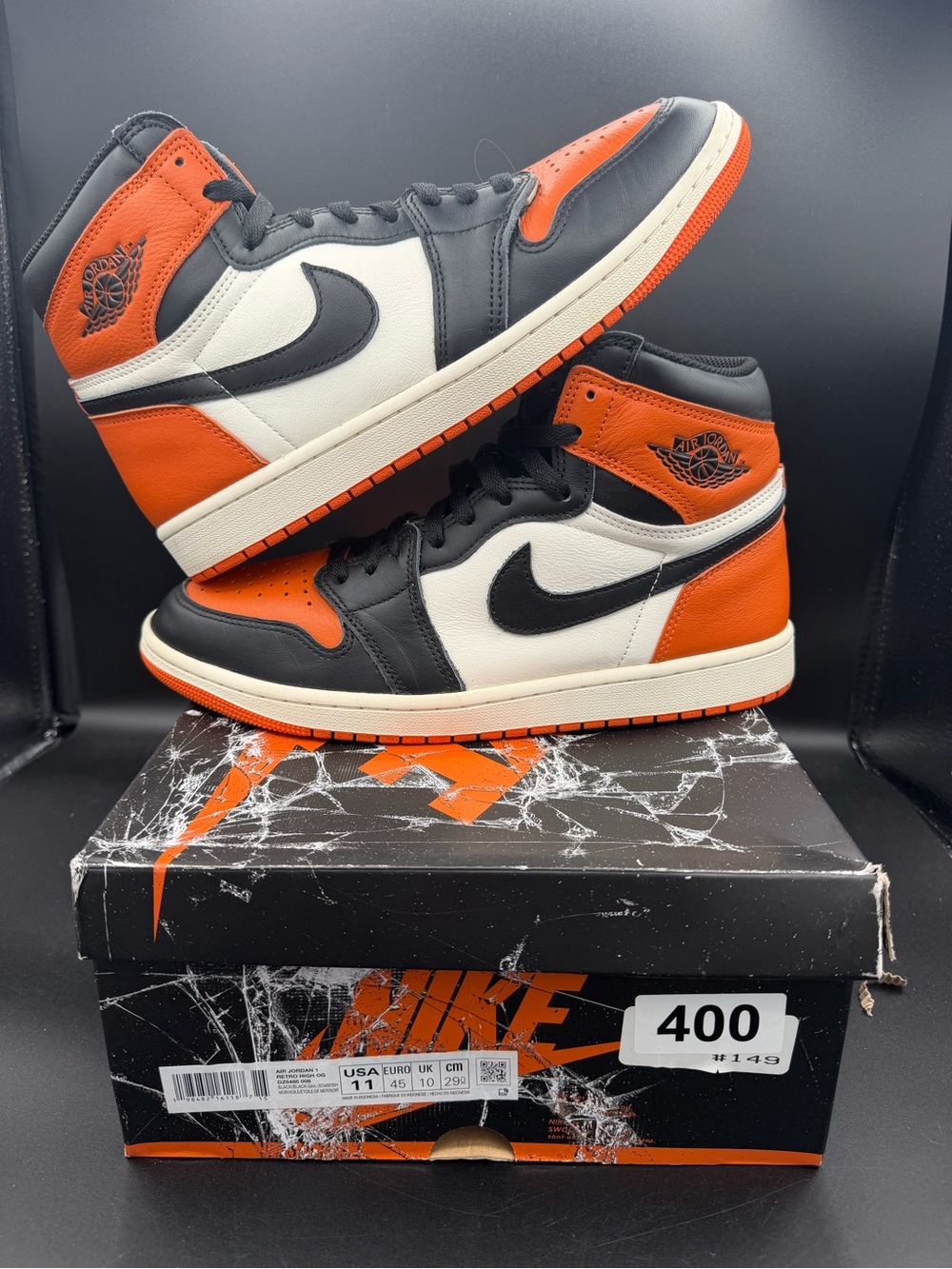 Jordan 1 Retro High OC Shattered Backboard Orange Black White 11 M OG box clean